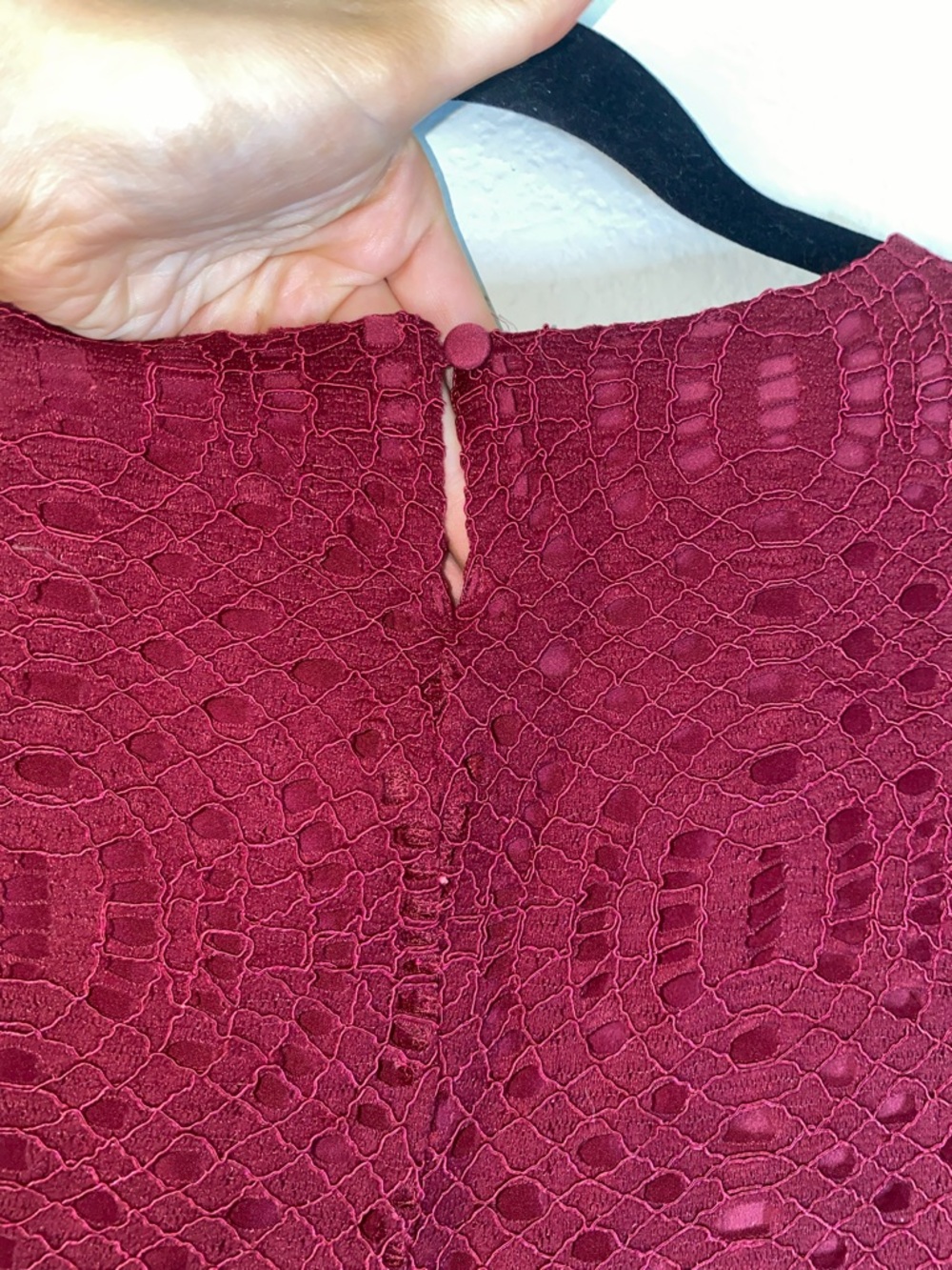 🛍️ NWT J. Crew Dress Size 0 Lace Overlay 3/4 Sleeve Red Burgundy! - Picture 6 of 10